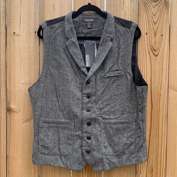 Take 50% OFF- Kenneth Cole Charcoal Gray Vest with Black Trim, Size-XL - Picture 1 of 8